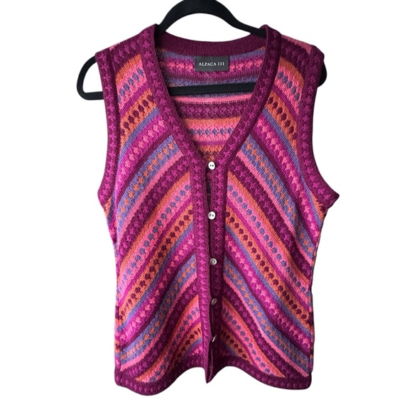 Alpaca 111 Chevron button up Vest M-L - Picture 1 of 7